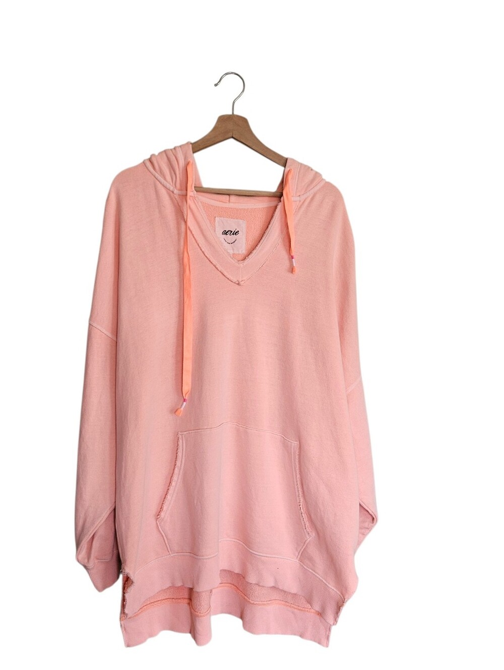 Aerie Oversized Distressed Hoodie Peach Color Boho Atgletic Preppy